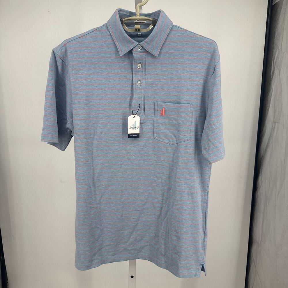 Johnnie O Hangin Out Neese Polo Shirt Mens S Cove Blue Striped Stretch Golf NWT
